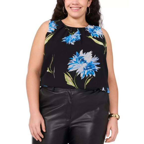 Vince Camuto Women's Top Plus Sz 1X Size Floral-Print Sleeveless - Picture 1 of 3